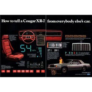 1980 Mercury Cougar XR-7 XR7 2pg Vintage Print Ad Electronic Dash 80s Wall Art